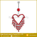 CZ Stone Stylish Sexy Heart Tassel Rhinestone Navel Belly Bar Ring